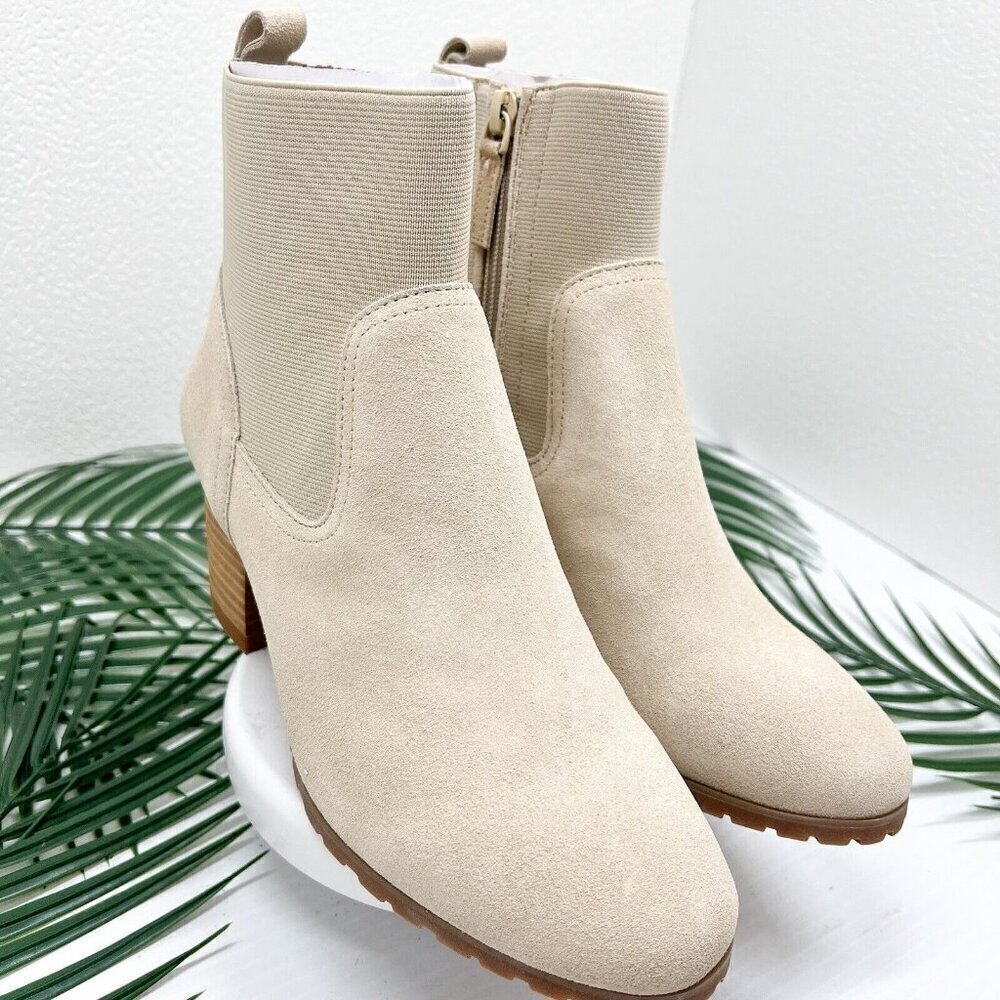 Violet & Red Tan Loaded Knit Cuff Round Toe Stacked Heel Bootie Size 6 NWOB - Picture 4 of 12
